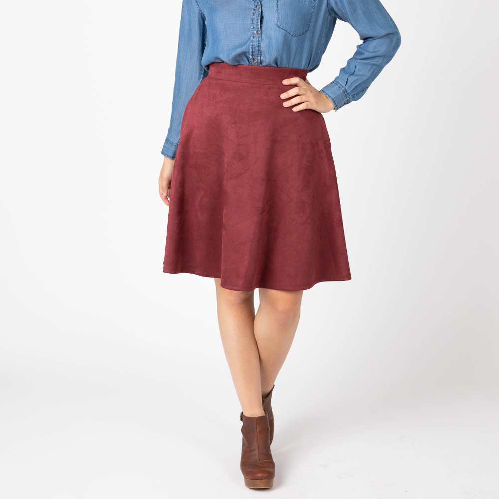 Faux Suede Skirt Oxblood
